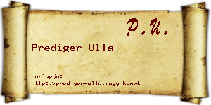 Prediger Ulla névjegykártya